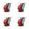 Service Caster 6 Inch Heavy Duty Red Poly on Cast Iron Swivel Caster Set with 2 Swivel Locks SCC-KP92S630-PUR-RS-BSL-2-S-2 - alternate 4